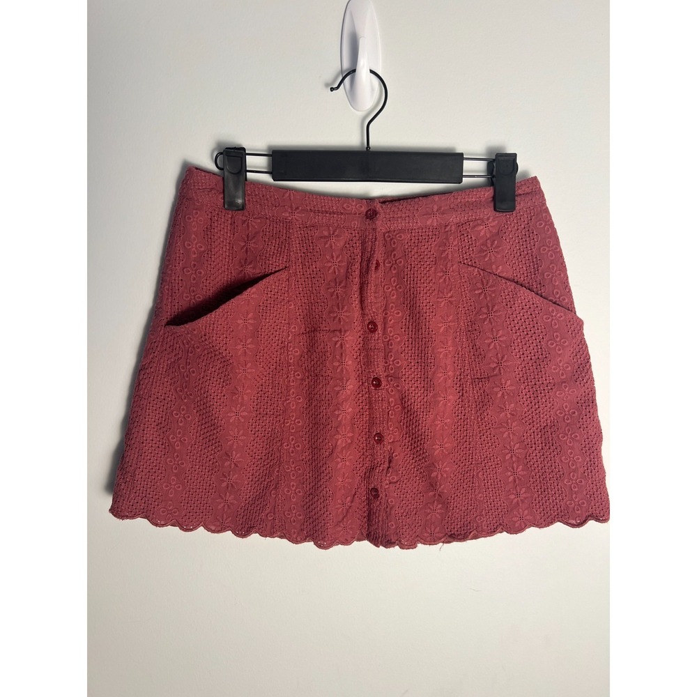 Forever 21 M Ruby Dusty Rose Lacey Pocket Girly Mini Skirt Cottagecore Y2K